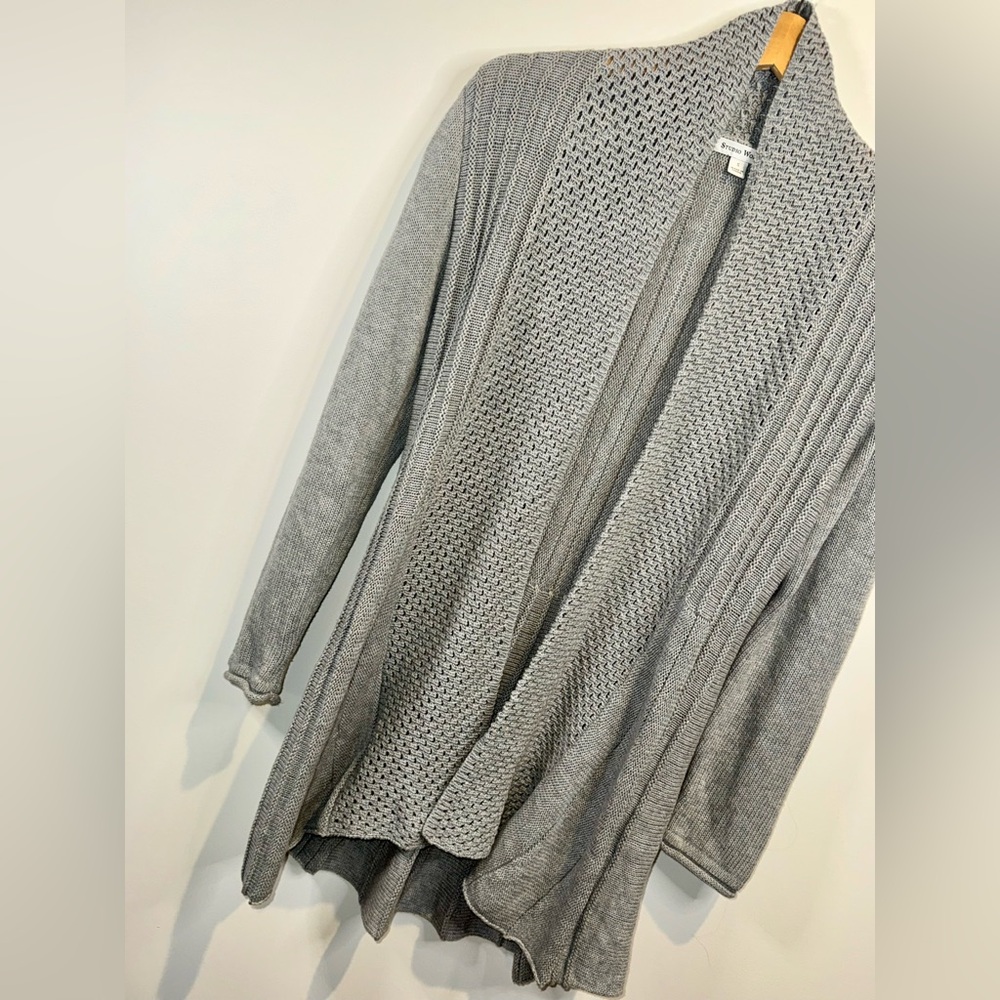 STUDIO WORKS | Open-Front|Textured|Knit Pattern Cardigan - Picture 4 of 10